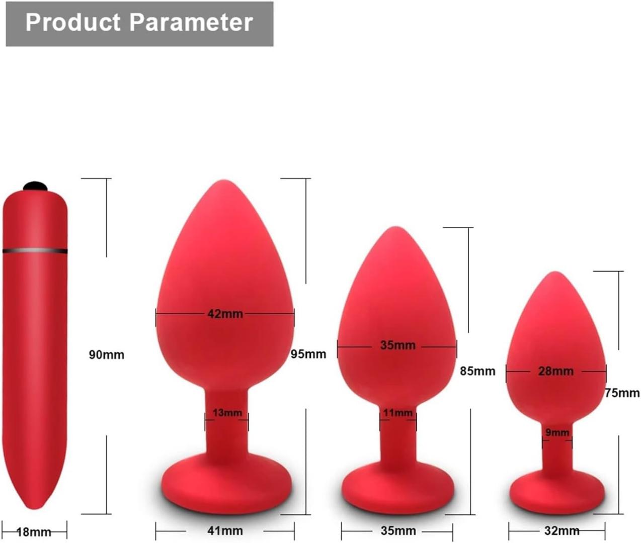 Soft Silicone Anal Butt Plug Prostate Massager Adult Anal Plug Bullet vibrator Esbian Gay Sex Toys For Women Men - Red