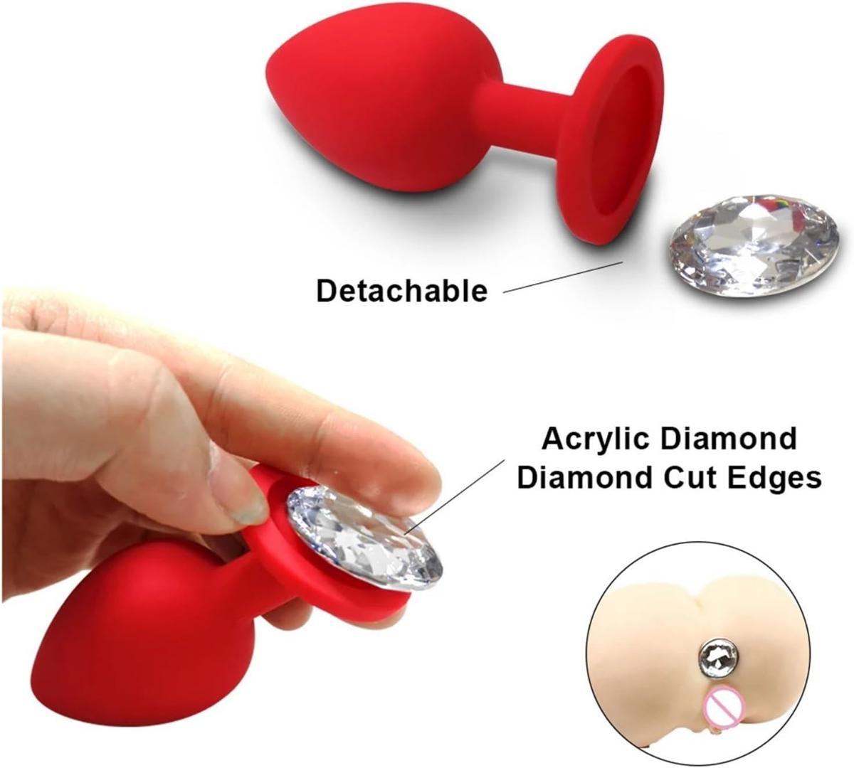 Soft Silicone Anal Butt Plug Prostate Massager Adult Anal Plug Bullet vibrator Esbian Gay Sex Toys For Women Men - Red