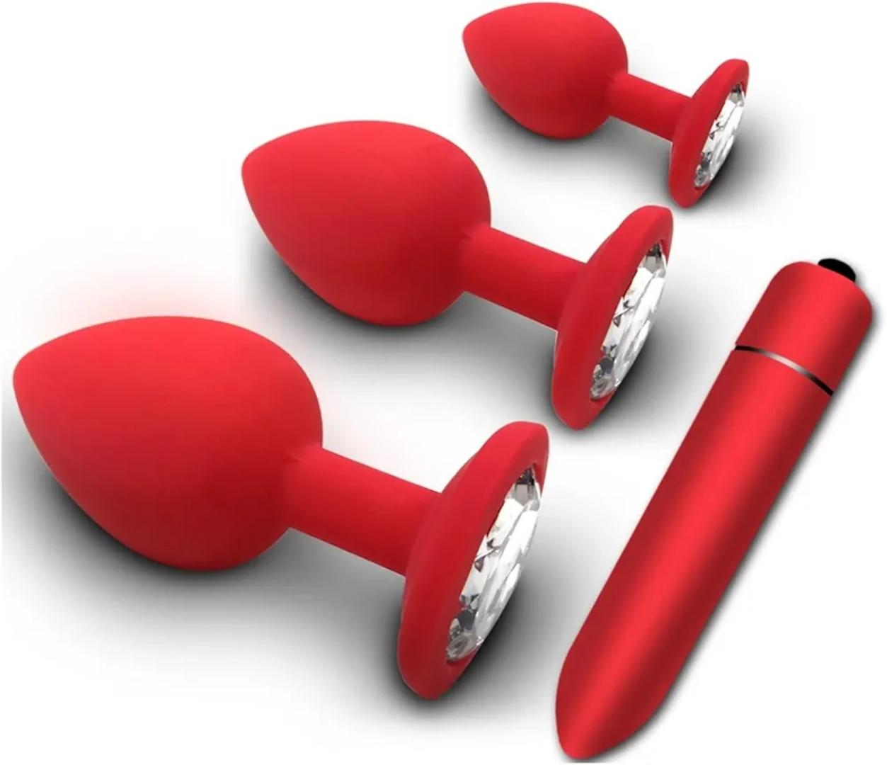 Soft Silicone Anal Butt Plug Prostate Massager Adult Anal Plug Bullet vibrator Esbian Gay Sex Toys For Women Men - Red