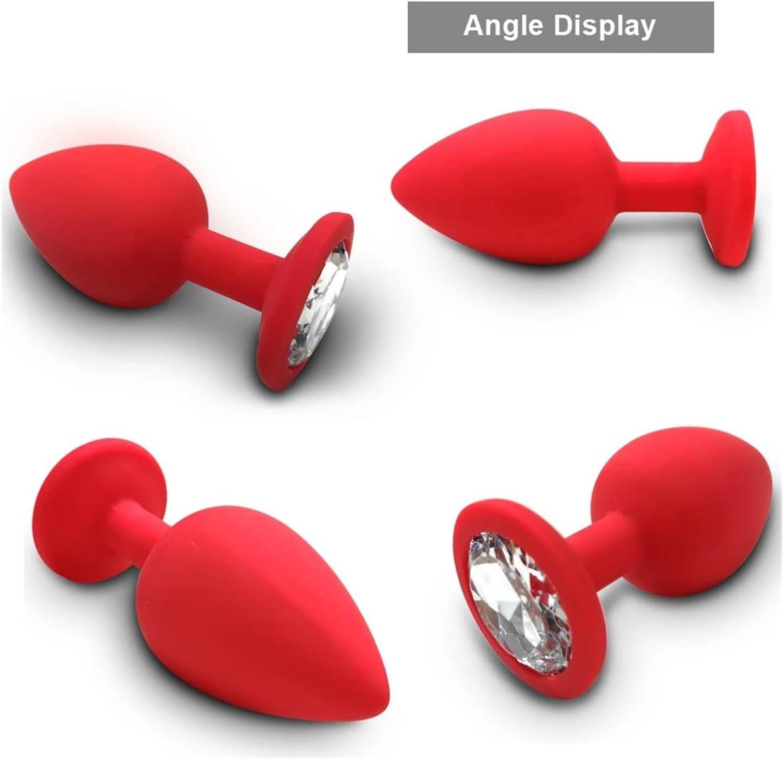 Soft Silicone Anal Butt Plug Prostate Massager Adult Anal Plug Bullet vibrator Esbian Gay Sex Toys For Women Men - Red