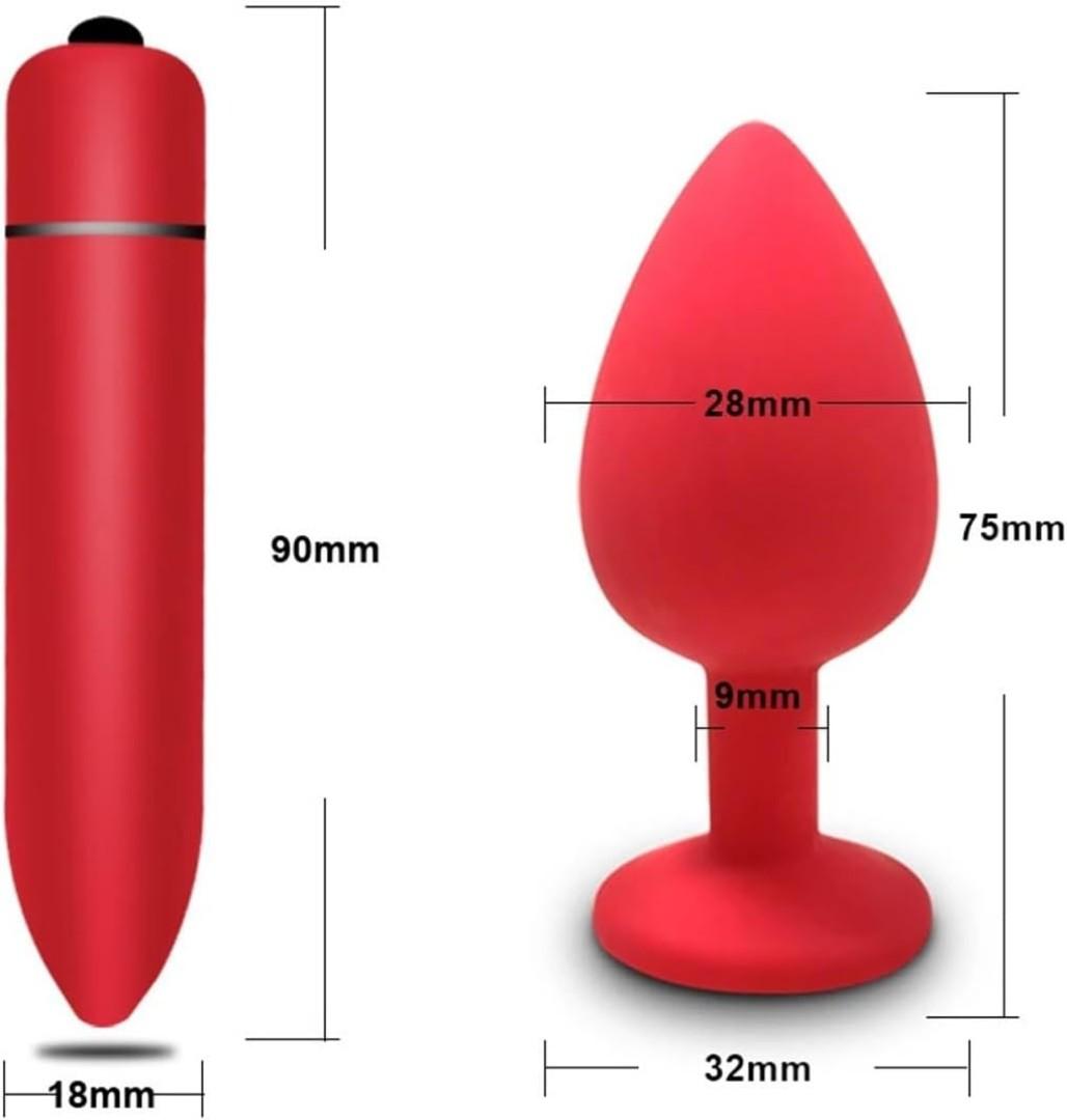 Soft Silicone Anal Butt Plug Prostate Massager Adult Anal Plug Bullet vibrator Esbian Gay Sex Toys For Women Men - Red