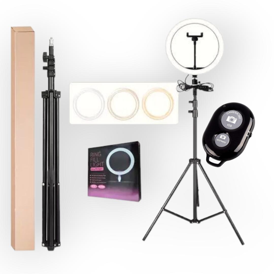 10INCH Selfie Ring Light With 2.1M Tripod Stand + Bluetooth shutter+ Cell Phone Holder For Live Stream/Makeup 10" RINGLIGHT.