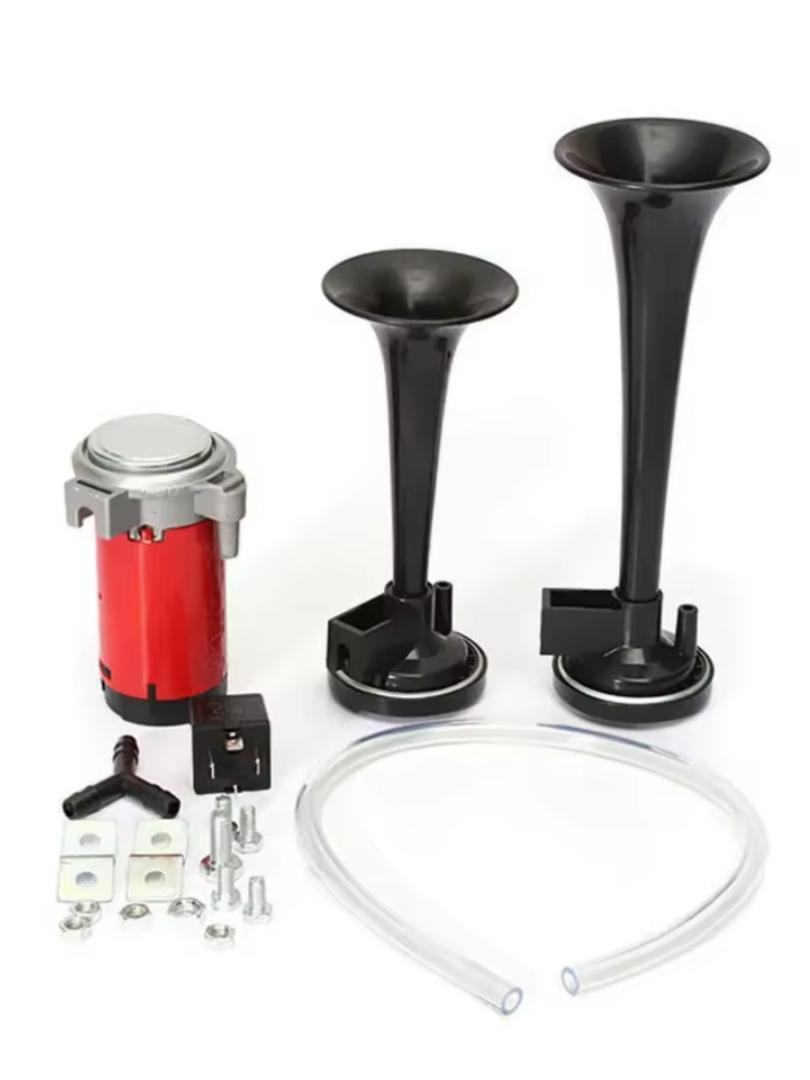 12V Air Horn Kit, Super Loud Train Horn for Truck, Air Horn Dual Truck Horn with Compressor for 12V Vehicles Trucks Pickup Trains Cars Boats