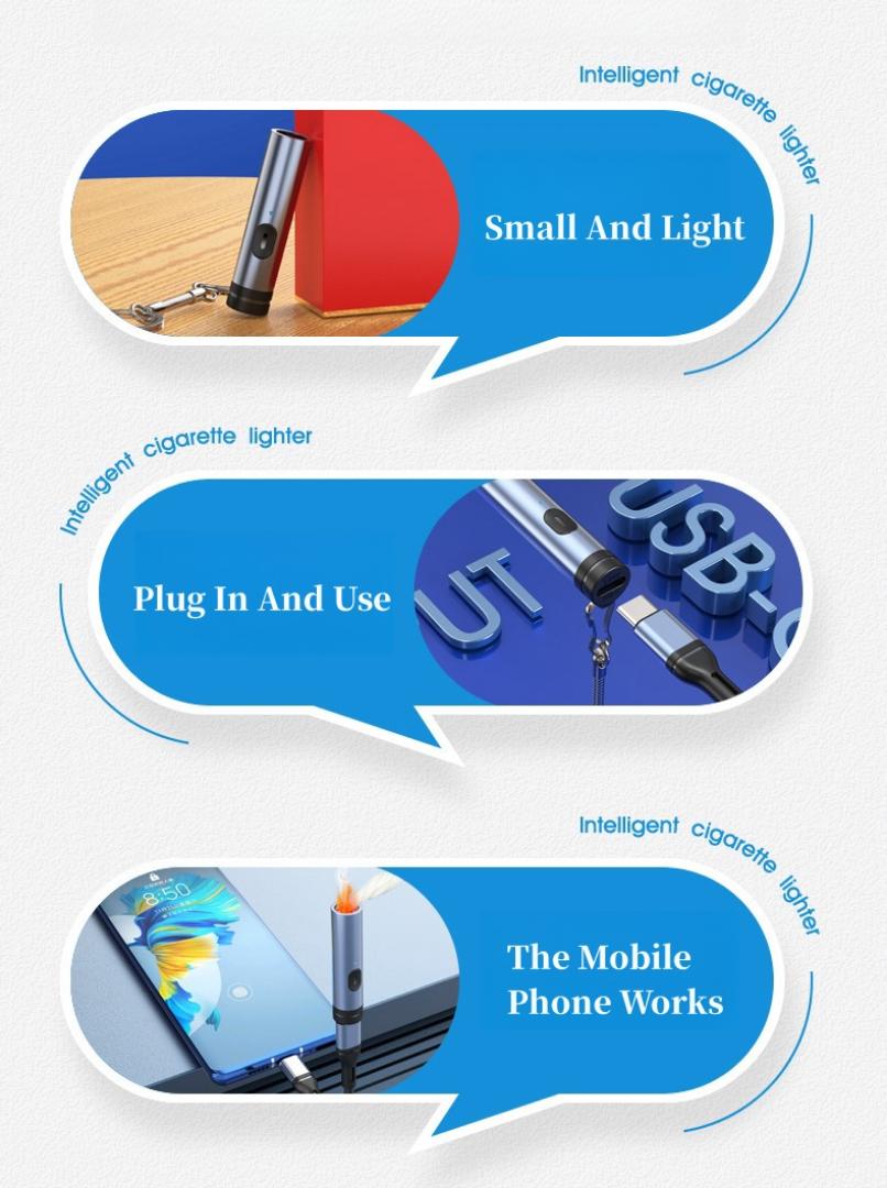 Cigarette lighter USB-C Explosion-proof Smoke Igniter, External Windproof, Fast Heating Point - PLUG & USE