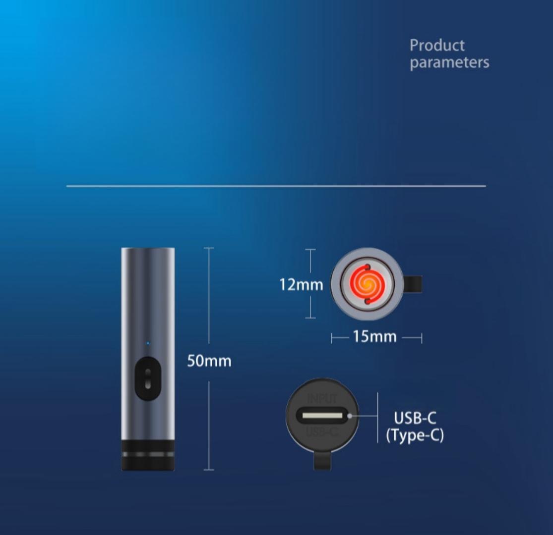 Cigarette lighter USB-C Explosion-proof Smoke Igniter, External Windproof, Fast Heating Point - PLUG & USE