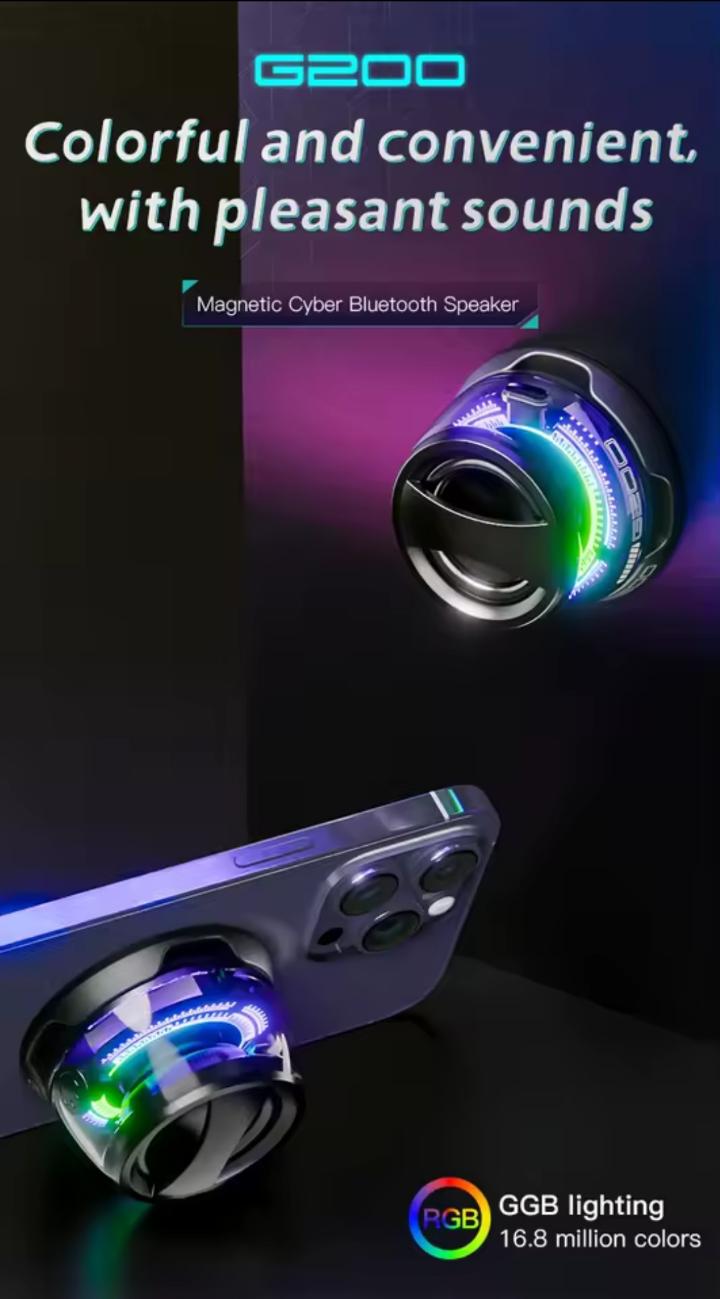 G200 Portable Bluetooth Speaker RGB Magnetic Mini Speaker BT5.4 with 4 Hours Playtime Phone Holder Universal Fit Travel