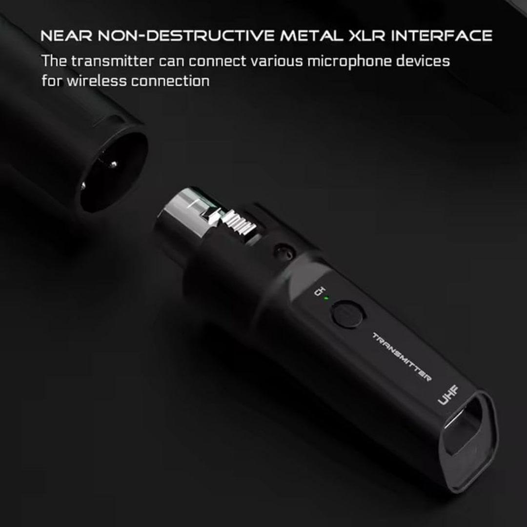 DSP Wireless Microphone Transmitter UHF Receiver 2.4Ghz, XLR Bluetooth Receiver & Transmitter, Wireless Microphone Adapter for Guitarists & Musicians, Low Latency, Rechargeable