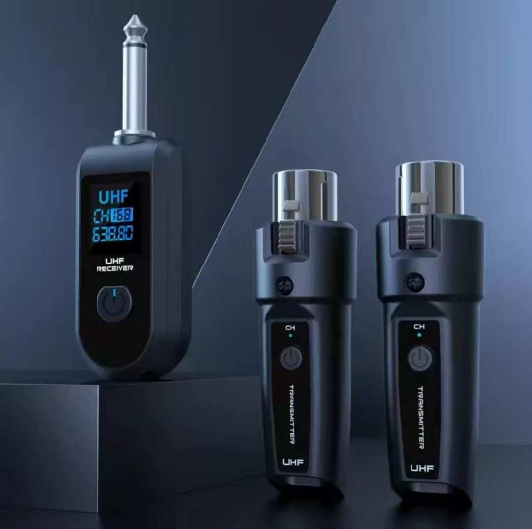 DSP Wireless Microphone Transmitter UHF Receiver 2.4Ghz, XLR Bluetooth Receiver & Transmitter, Wireless Microphone Adapter for Guitarists & Musicians, Low Latency, Rechargeable