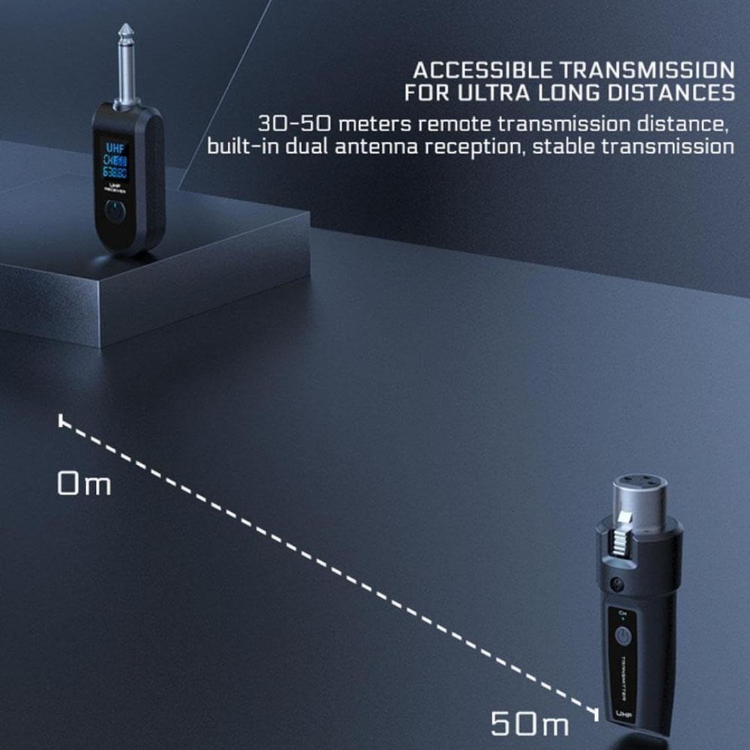 DSP Wireless Microphone Transmitter UHF Receiver 2.4Ghz, XLR Bluetooth Receiver & Transmitter, Wireless Microphone Adapter for Guitarists & Musicians, Low Latency, Rechargeable