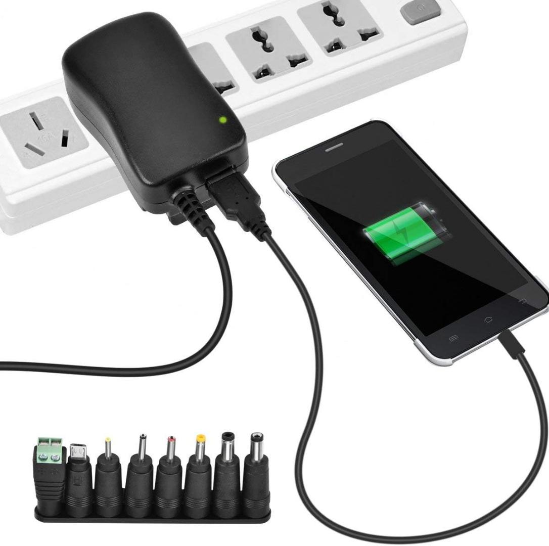 30W Universal AC to DC Power Adapter - Multi Output Voltages 3V 4.5V 5V 6V 7.5V 9V 12V Switching Power Supply with 8 Selectable Adapter Plugs for Routers Speakers Household Electronic (MAX 2A/2000mA)