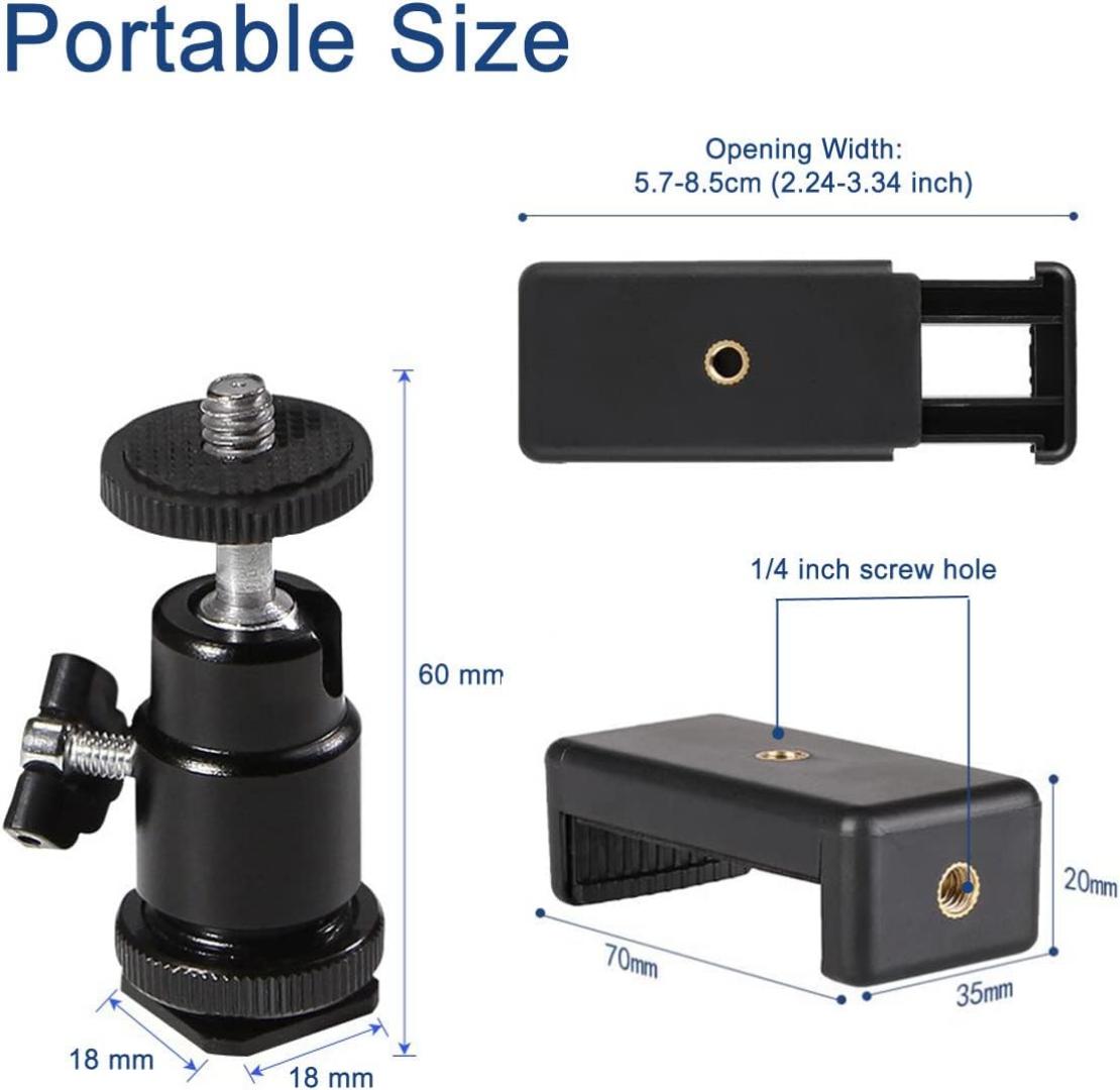 Universal Camera Flash Hot Shoe Mount Adapter Phone Tripod Holder Clip Cold Shoe Adjustable Clamp for DSLR Camera Bracket Camcorder Ring Light, for Canon Nikon Sony, for iPhone Photography Vlogging