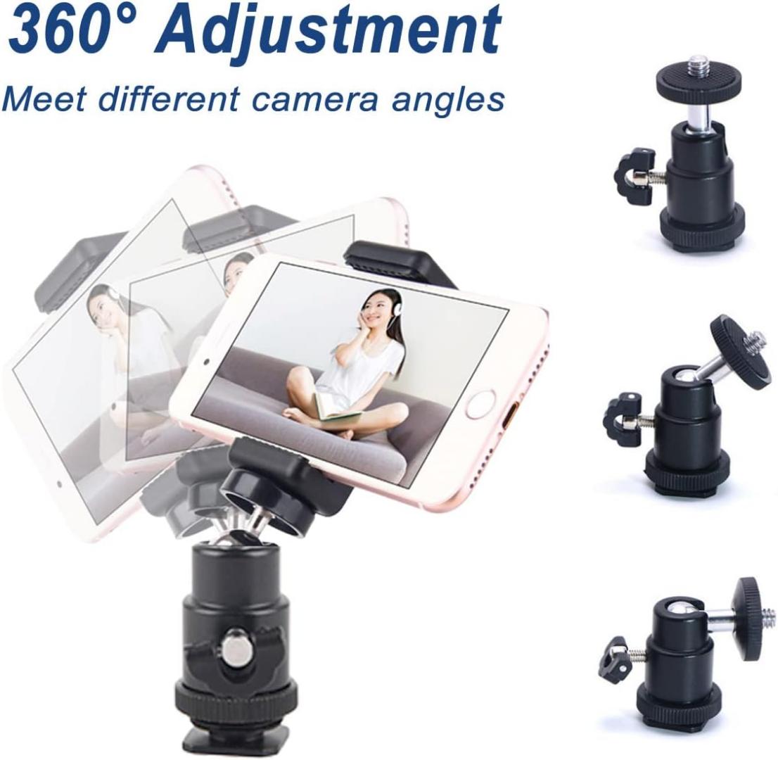 Universal Camera Flash Hot Shoe Mount Adapter Phone Tripod Holder Clip Cold Shoe Adjustable Clamp for DSLR Camera Bracket Camcorder Ring Light, for Canon Nikon Sony, for iPhone Photography Vlogging