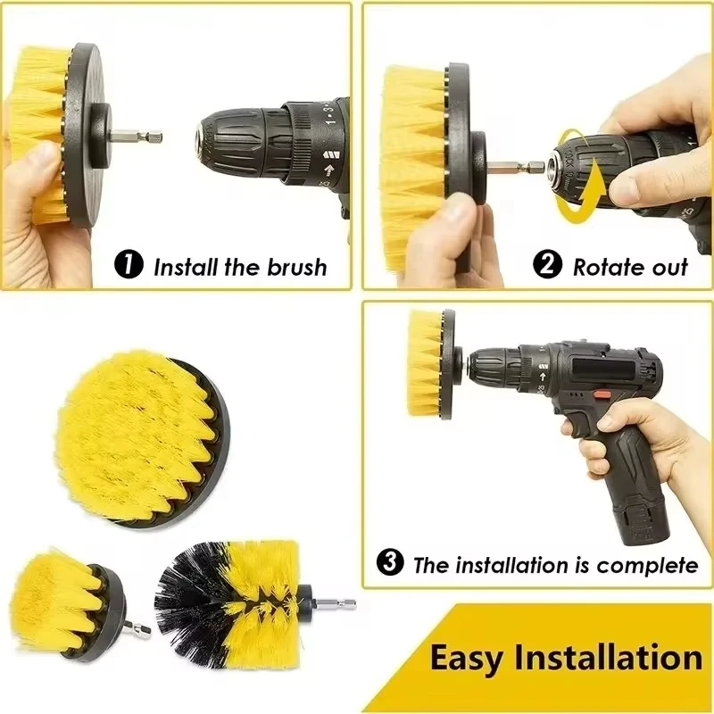 4in1 Electric Drill Cleaning Brush Head Set, Circular Multifunctional disc Brush Head, Multi-Color Classification Cleaning Brush