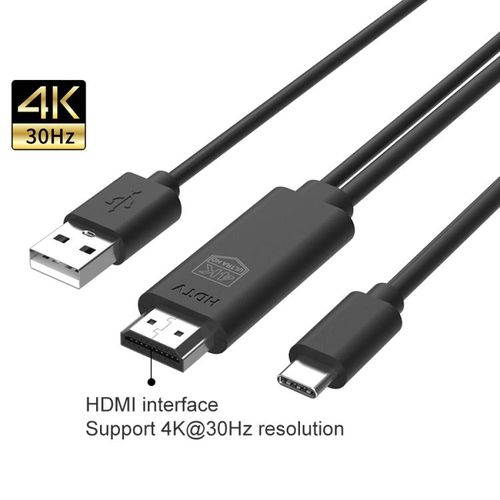 USB Type C to HDMI Cable 1.8M,Adapter for TV/Projector/Monitor MHL4K@30Hz Video Audio Output Digital Converter HDTV Mirroring Charging Cable Compatible with Android, Samsung,MacBook,iPad,Thunderbolt 3
