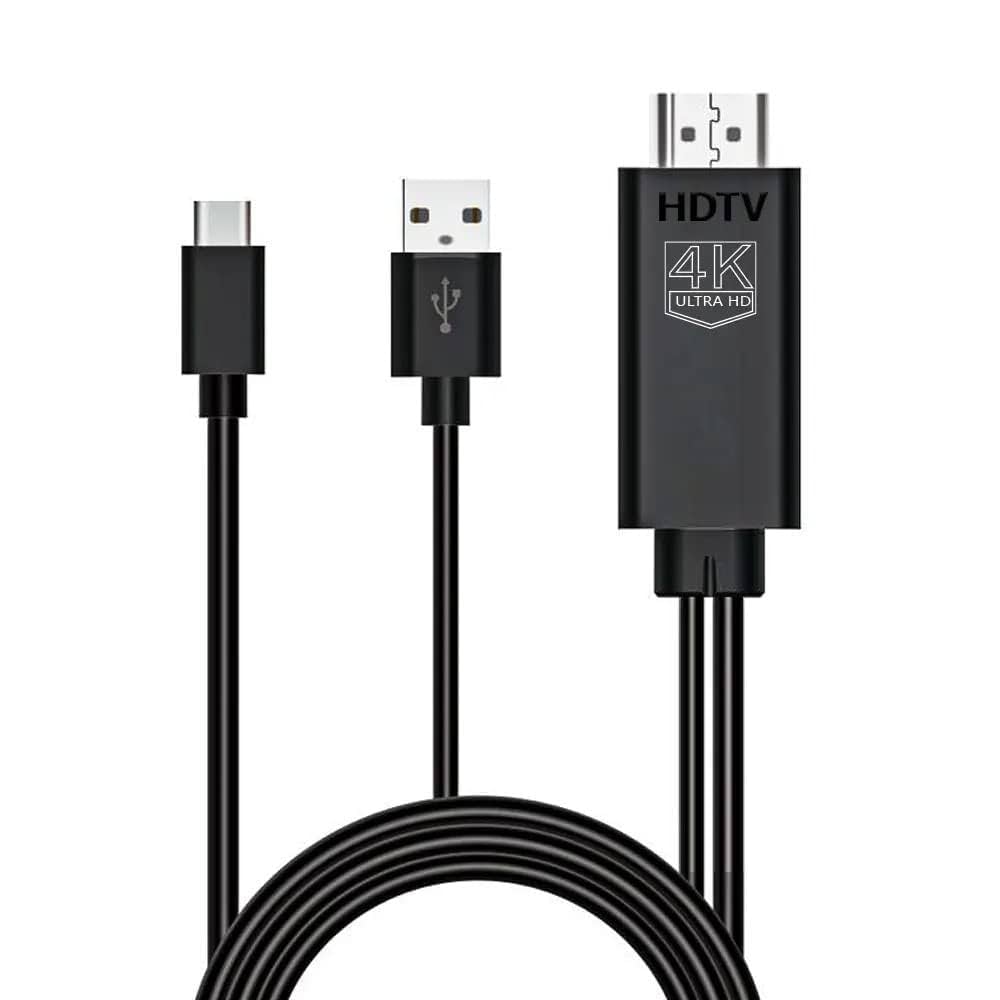 USB Type C to HDMI Cable 1.8M,Adapter for TV/Projector/Monitor MHL4K@30Hz Video Audio Output Digital Converter HDTV Mirroring Charging Cable Compatible with Android, Samsung,MacBook,iPad,Thunderbolt 3
