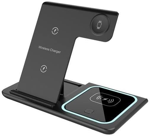 3 in One Wireless Charging Station: Qi Wireless Charger Apple Watch, Phone Charger Stand Dock for Multiple Devices, Quick Charging Pad