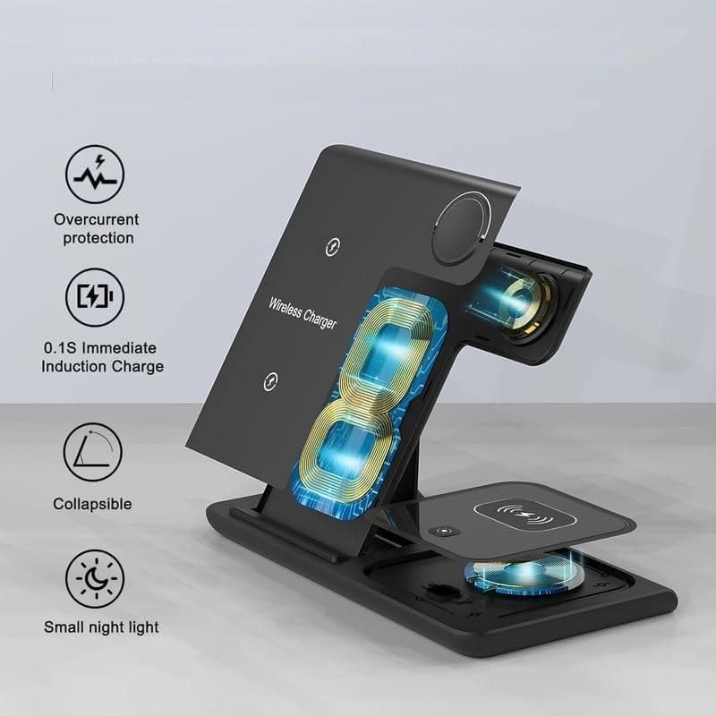 3 in One Wireless Charging Station: Qi Wireless Charger Apple Watch, Phone Charger Stand Dock for Multiple Devices, Quick Charging Pad