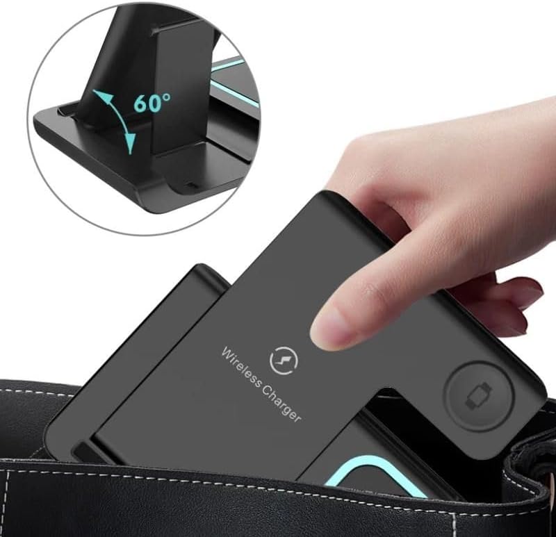 3 in One Wireless Charging Station: Qi Wireless Charger Apple Watch, Phone Charger Stand Dock for Multiple Devices, Quick Charging Pad
