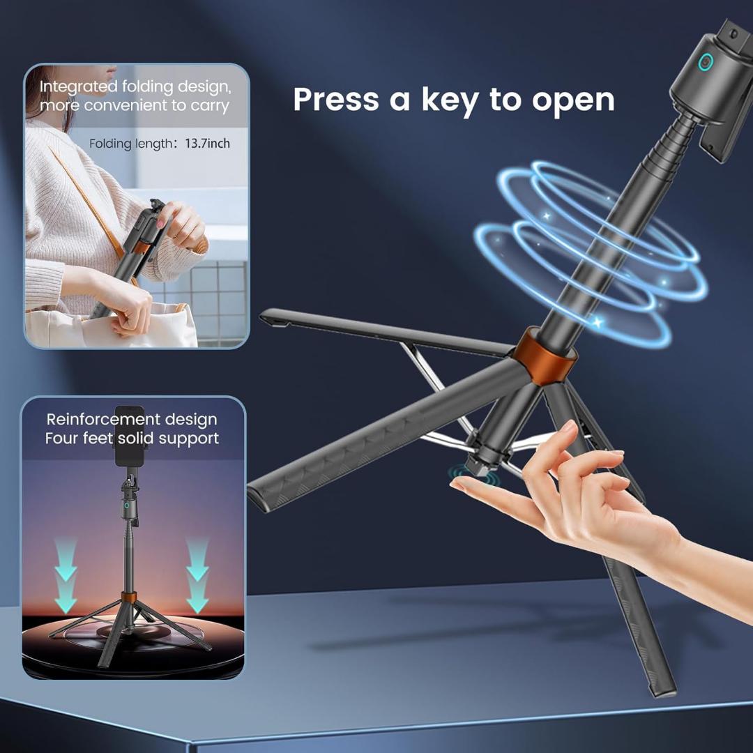 Q13 1.8Meter Long AI Auto Follow-Up Face Tracking Selfie Stick 360° Gimbal Tripod (Q13_AI_1.8Meter Long Selfie Stick Tripod)