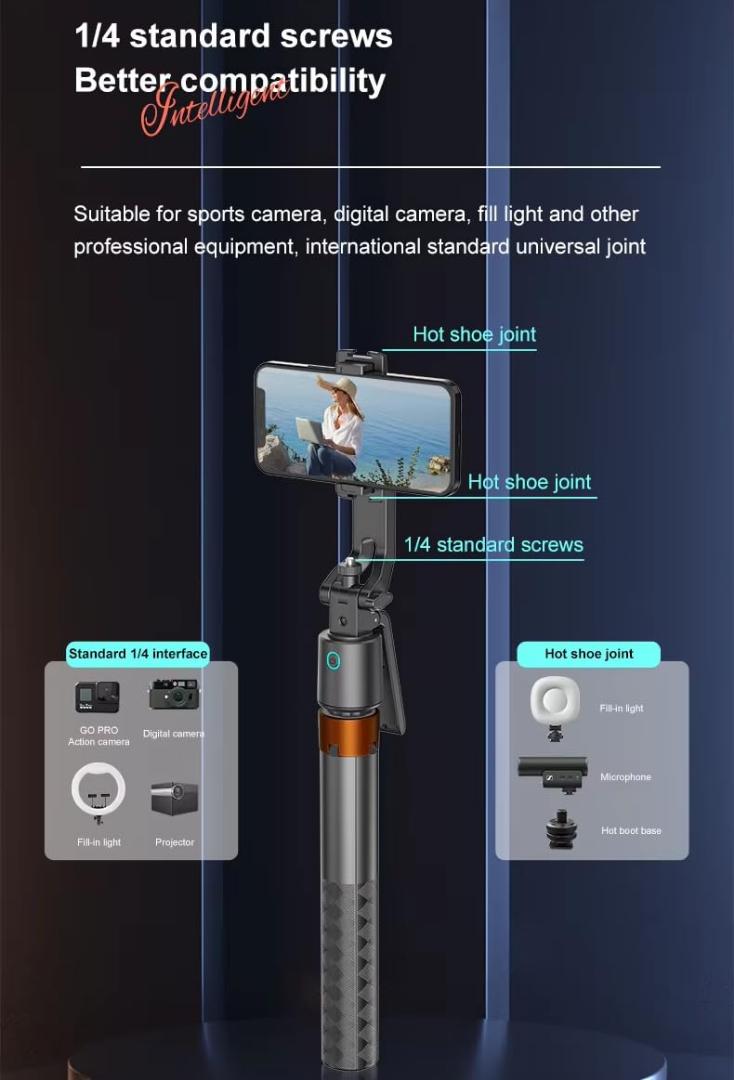 Q13 1.8Meter Long AI Auto Follow-Up Face Tracking Selfie Stick 360° Gimbal Tripod (Q13_AI_1.8Meter Long Selfie Stick Tripod)