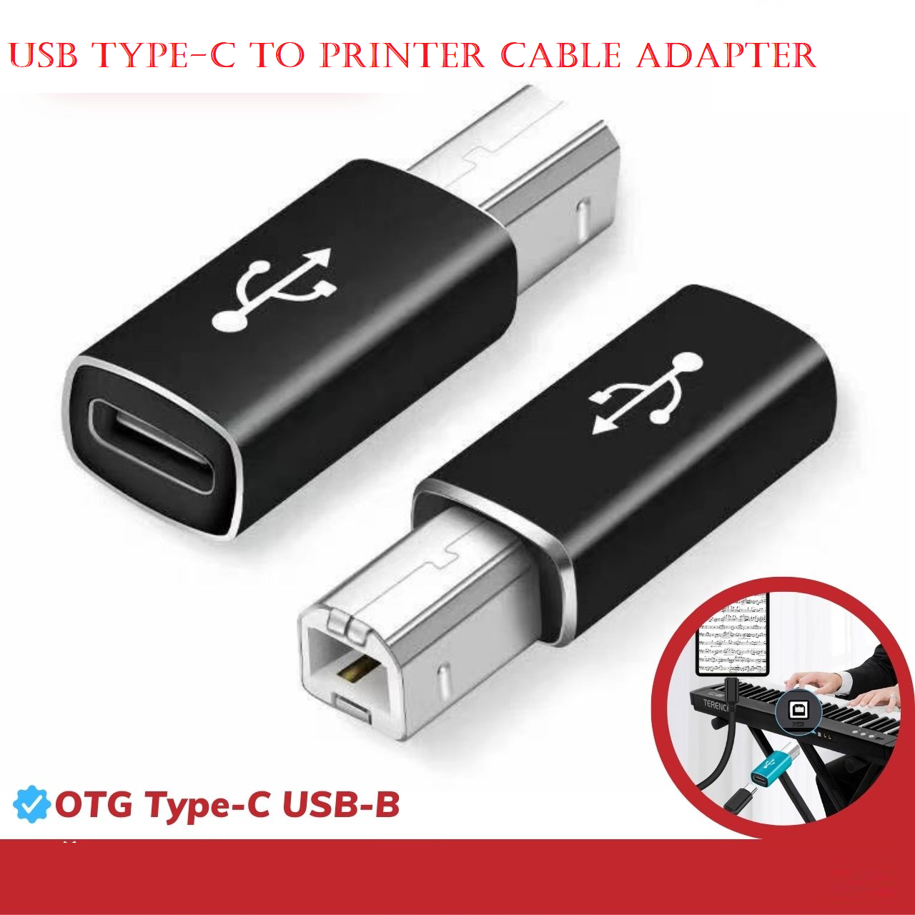 USB Type-C To Printer Cable Adapter Square Port Converter for Electronic Piano Printer USB C Female To USB B Male Adapter