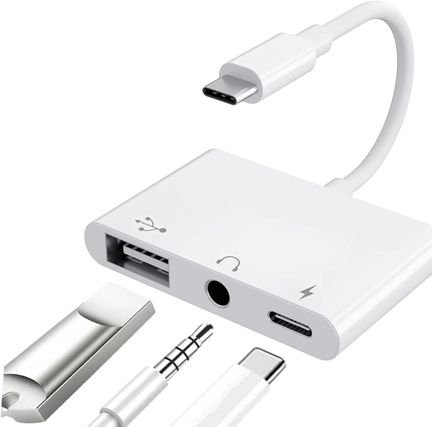 Apple USB C to USB Adapter for MacBook, 3-in-1 USB C to USB-A OTG Splitter with 3.5mm Audio Jack and PD Fast Charging Port Compatible with iPhone 15, iPad Pro, Samsung Galaxy S23 s24 s25 iphone 15 16