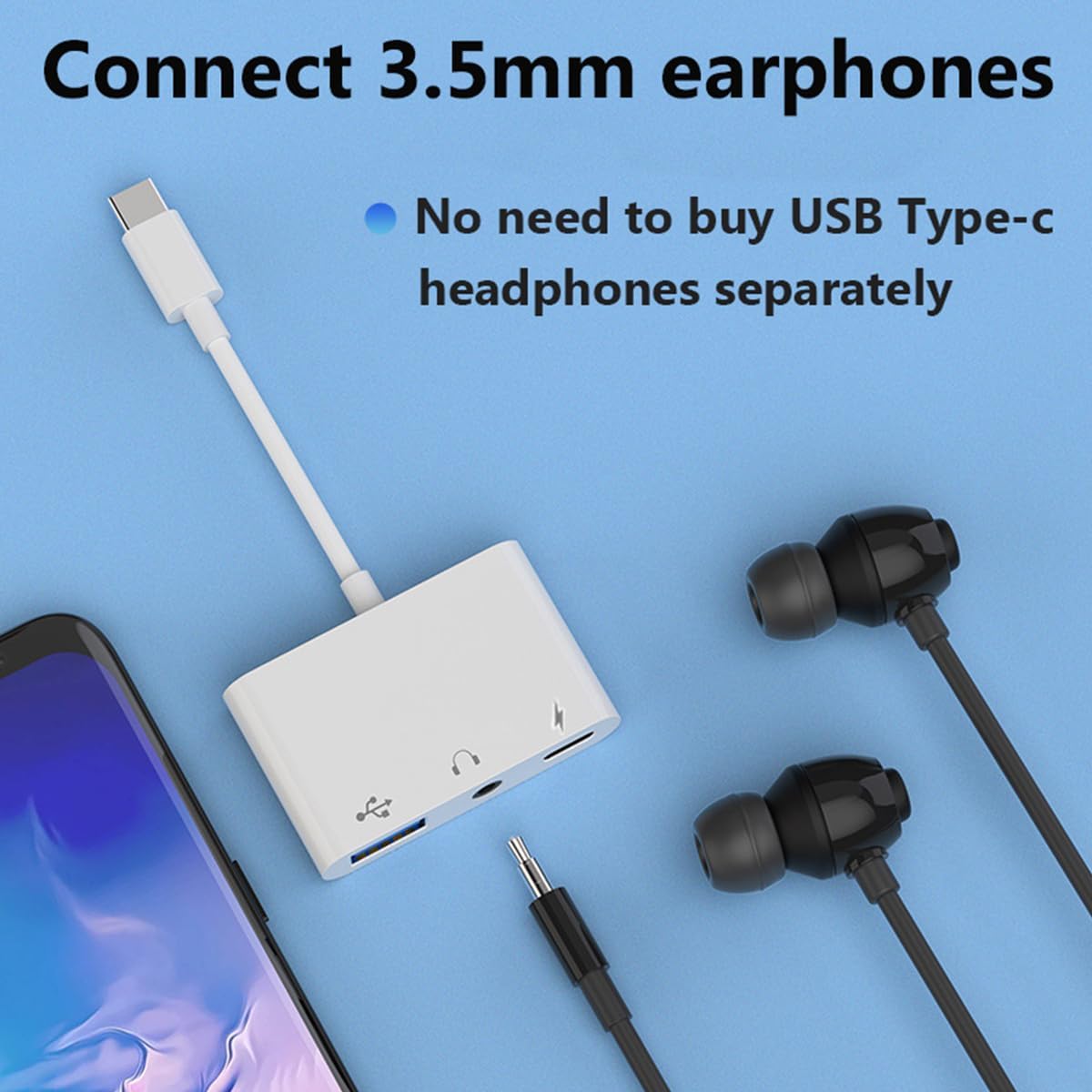 Apple USB C to USB Adapter for MacBook, 3-in-1 USB C to USB-A OTG Splitter with 3.5mm Audio Jack and PD Fast Charging Port Compatible with iPhone 15, iPad Pro, Samsung Galaxy S23 s24 s25 iphone 15 16