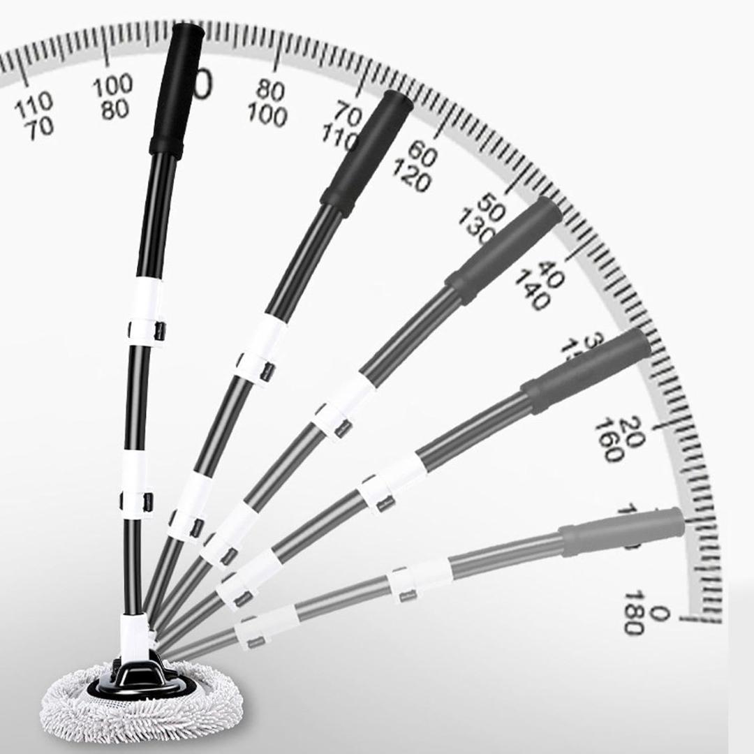 Car Wash Brush, With Telescopic Extension Pole, Long Handle 15° Curve Chenille Car Cleaning Brush Kit