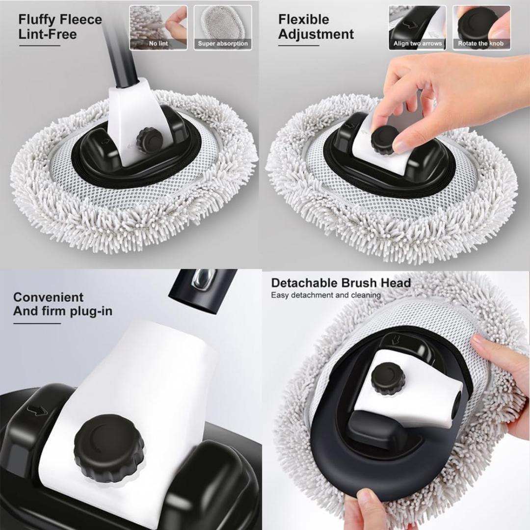 Car Wash Brush, With Telescopic Extension Pole, Long Handle 15° Curve Chenille Car Cleaning Brush Kit