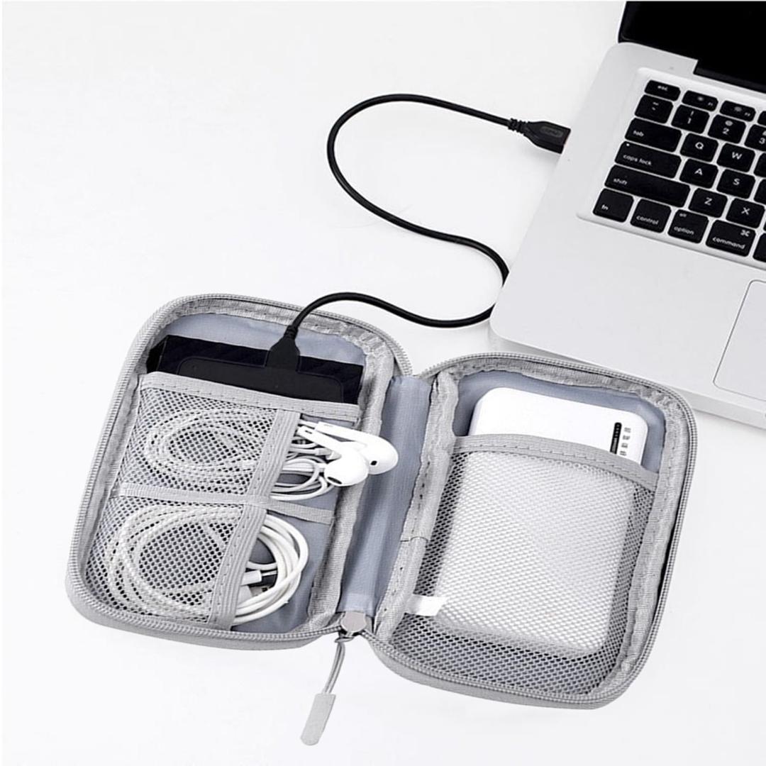 Hard Travel Electronic Organizer Case for Power Adapter Chargers Cables Power Mouse Hard Drive USB Flash Disk Small Portable Accessories Bag,Gray