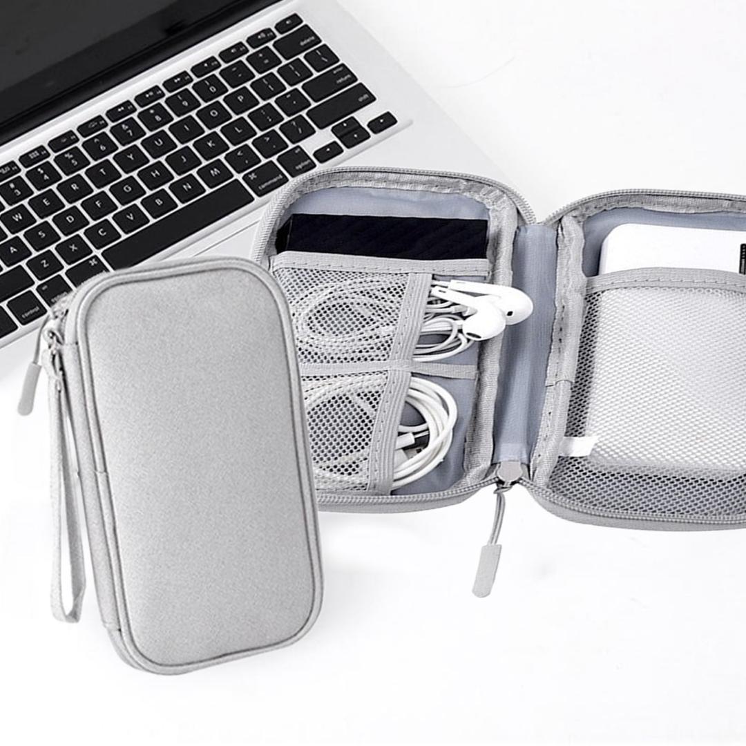 Hard Travel Electronic Organizer Case for Power Adapter Chargers Cables Power Mouse Hard Drive USB Flash Disk Small Portable Accessories Bag,Gray