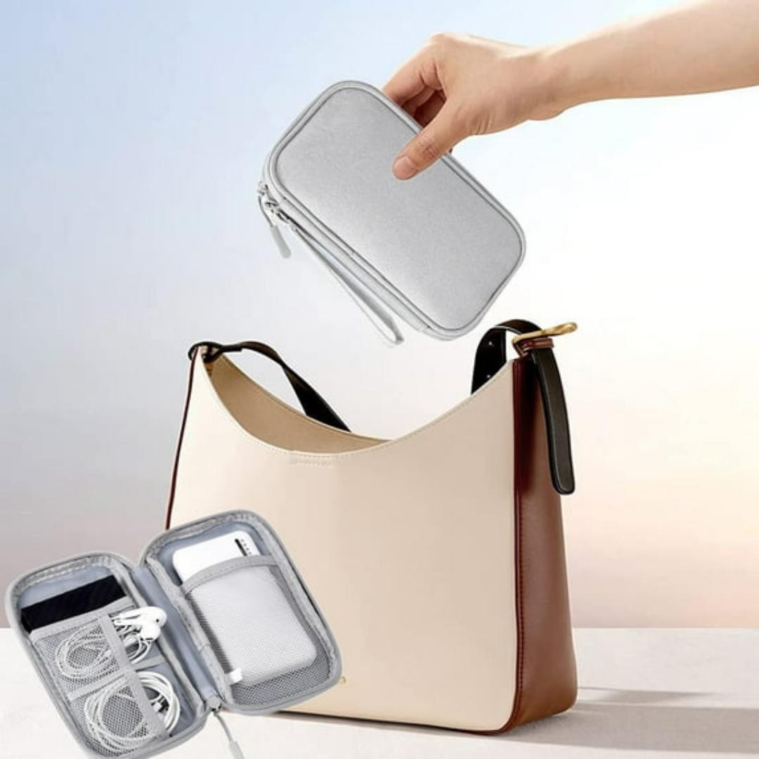 Hard Travel Electronic Organizer Case for Power Adapter Chargers Cables Power Mouse Hard Drive USB Flash Disk Small Portable Accessories Bag,Gray