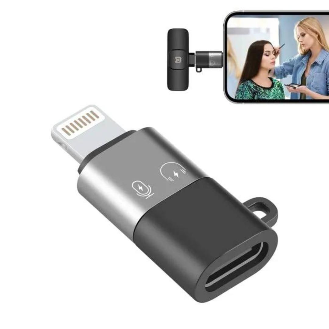 Wireless Microphone Connector Type C to Lightning for Wireless Mic Lavalier Connector USB-C to Lightning OTG Audio Adapter