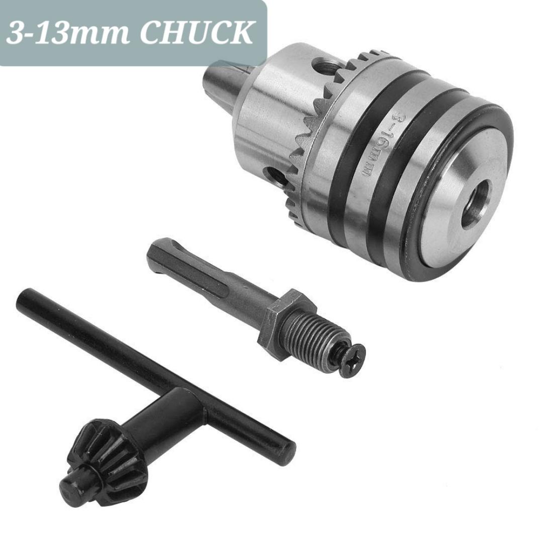 3.0-13MM 1/2-20UNF Drill Chuck, Key Type Drill Chuck Adapter Kit with SDS Electric Hammer Round Shank Adapter