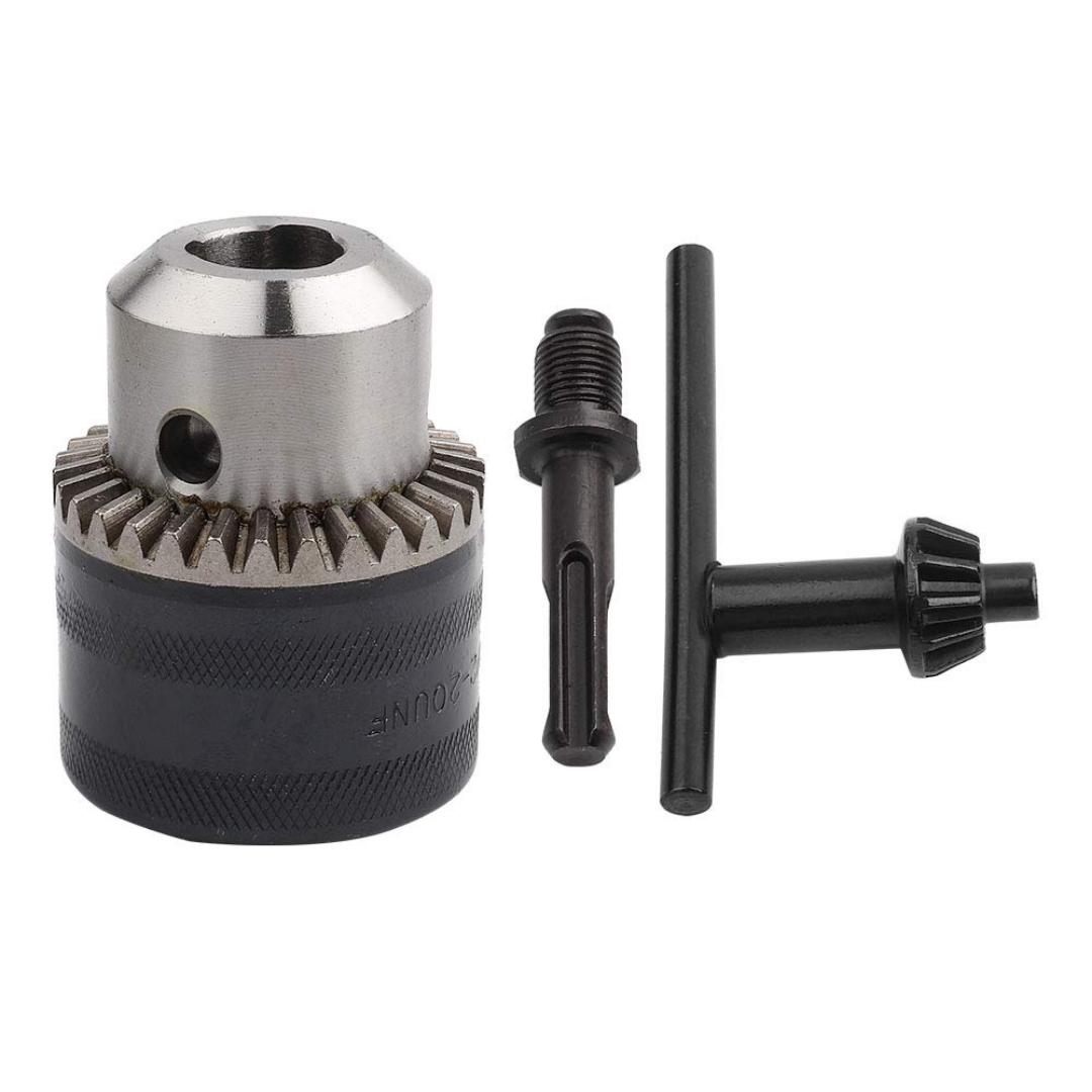 3.0-13MM 1/2-20UNF Drill Chuck, Key Type Drill Chuck Adapter Kit with SDS Electric Hammer Round Shank Adapter
