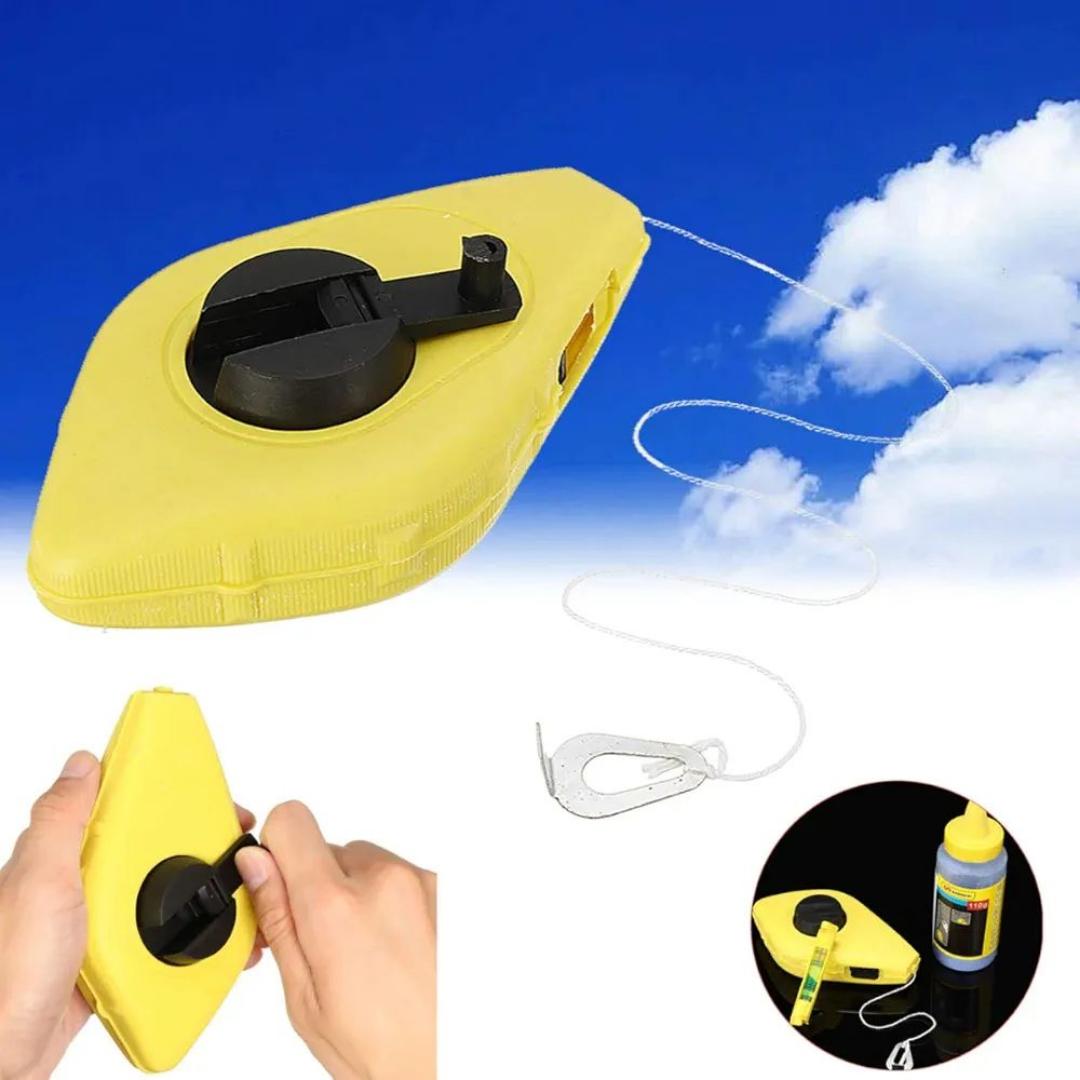 Industrial Chalk Line Reel Set 30Metre with 113g Blue Bottle Chalk & Plastic Spirit Bubble