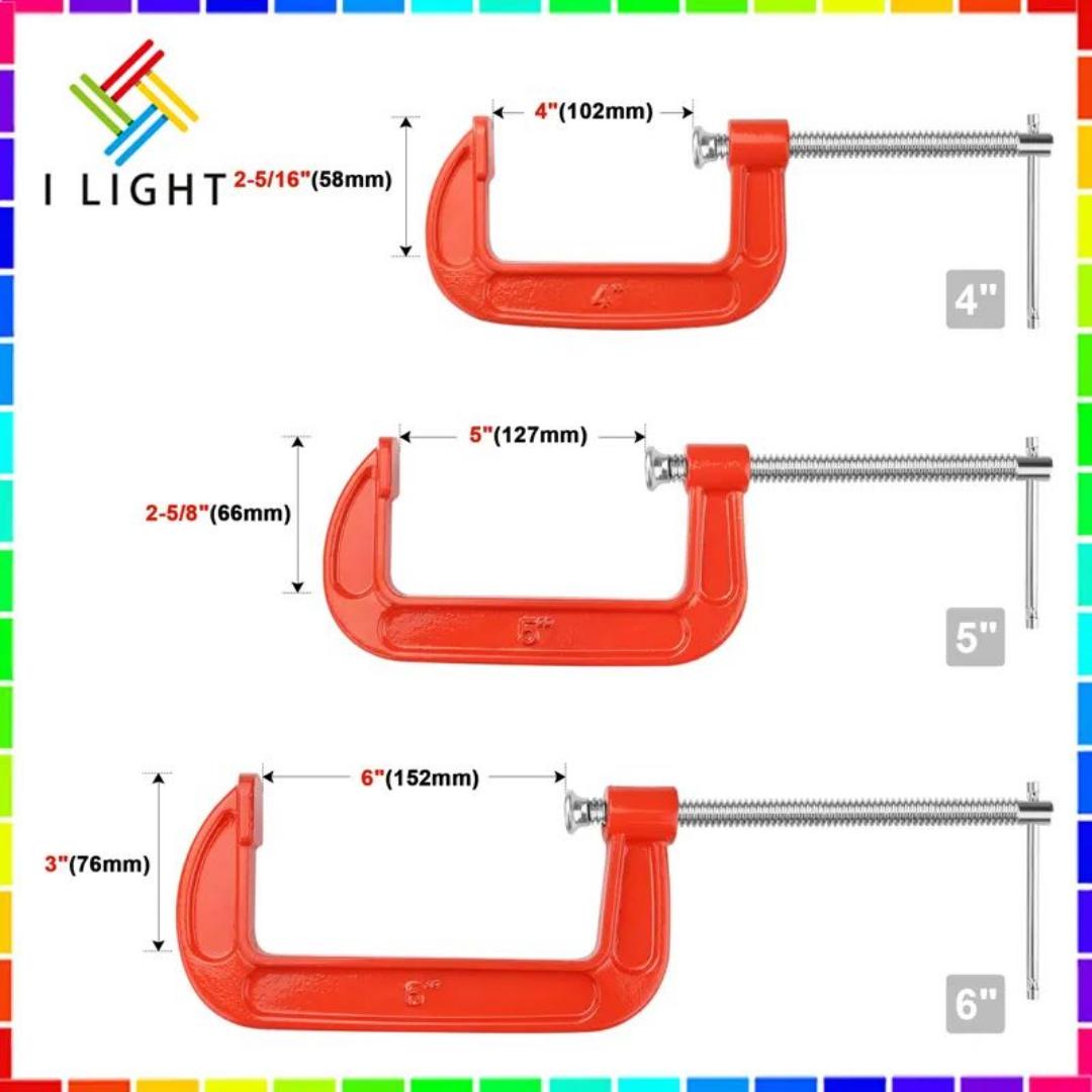 2/3/4/5 Inch C Clamp Fixture Heavy Duty Wood Board G Clamp Strong Clamp Carpentry Tool