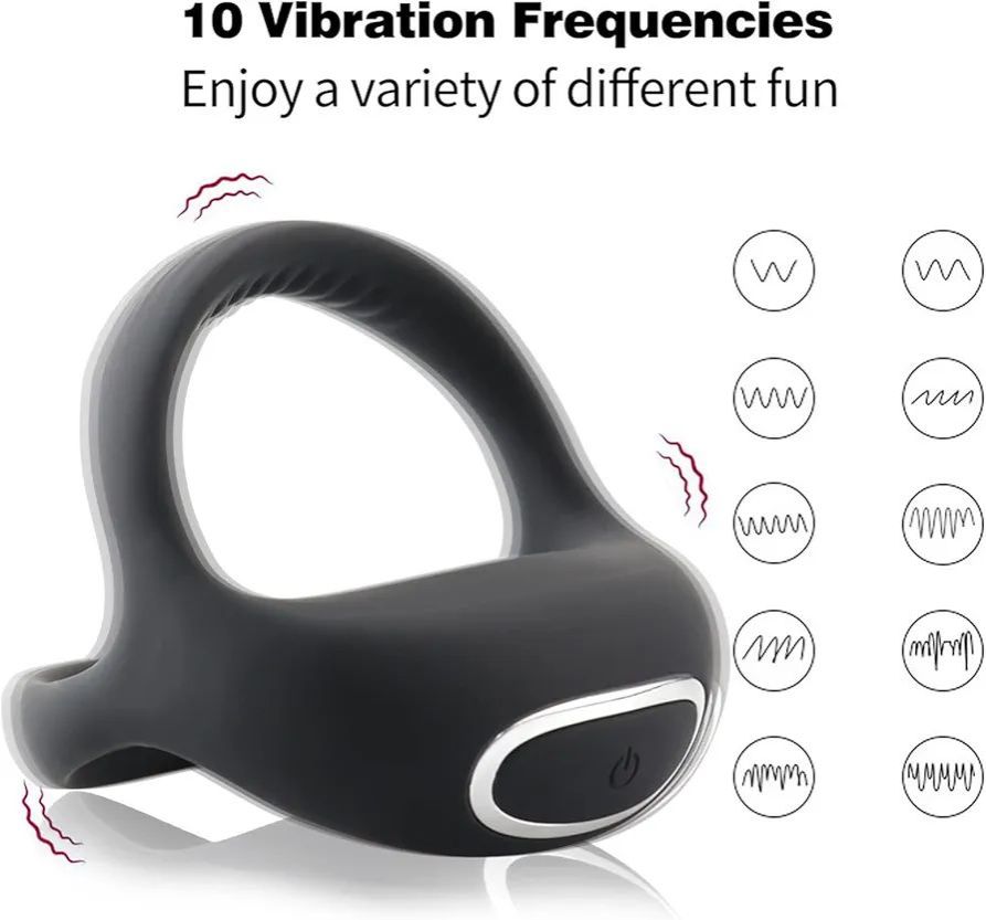 Vibrating Rings Lock Ring, Ring Vibrators, Silicone Cock Ring Couples Vibrators, with 10 Vibration Modes for Couples and Male Enlargement