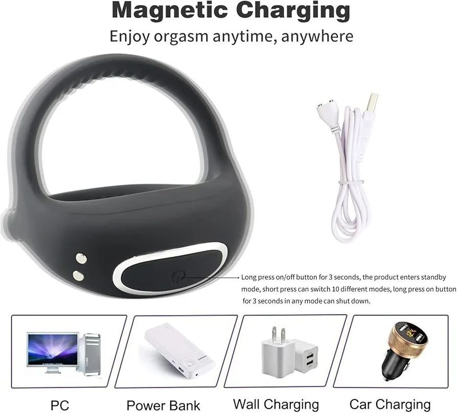 Vibrating Rings Lock Ring, Ring Vibrators, Silicone Cock Ring Couples Vibrators, with 10 Vibration Modes for Couples and Male Enlargement