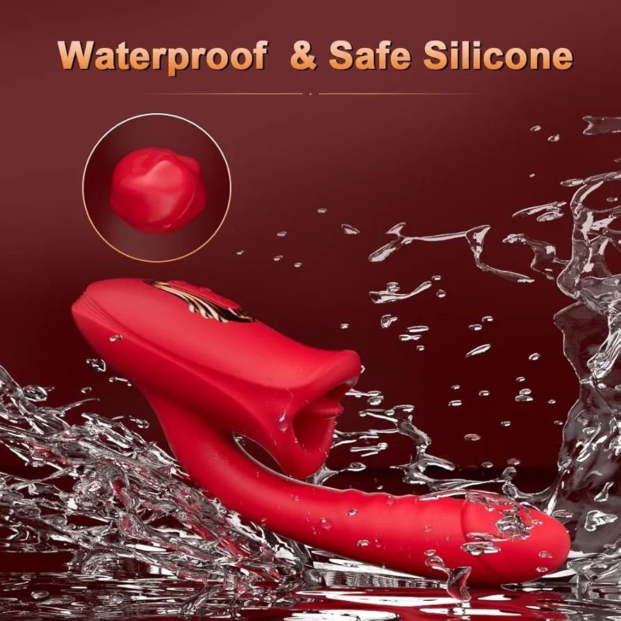 2 IN 1 G-spot Vibrator with Tongue rabbit Licking Sex Toy, 10 Frequency Clitoris Sucking Stimulator Dildo Oral Sex Licking Sex Toy for Women view 2