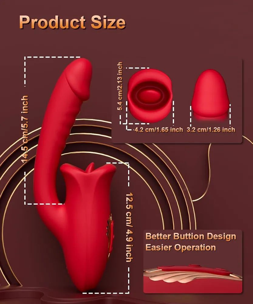 2 IN 1 G-spot Vibrator with Tongue rabbit Licking Sex Toy, 10 Frequency Clitoris Sucking Stimulator Dildo Oral Sex Licking Sex Toy for Women view 8