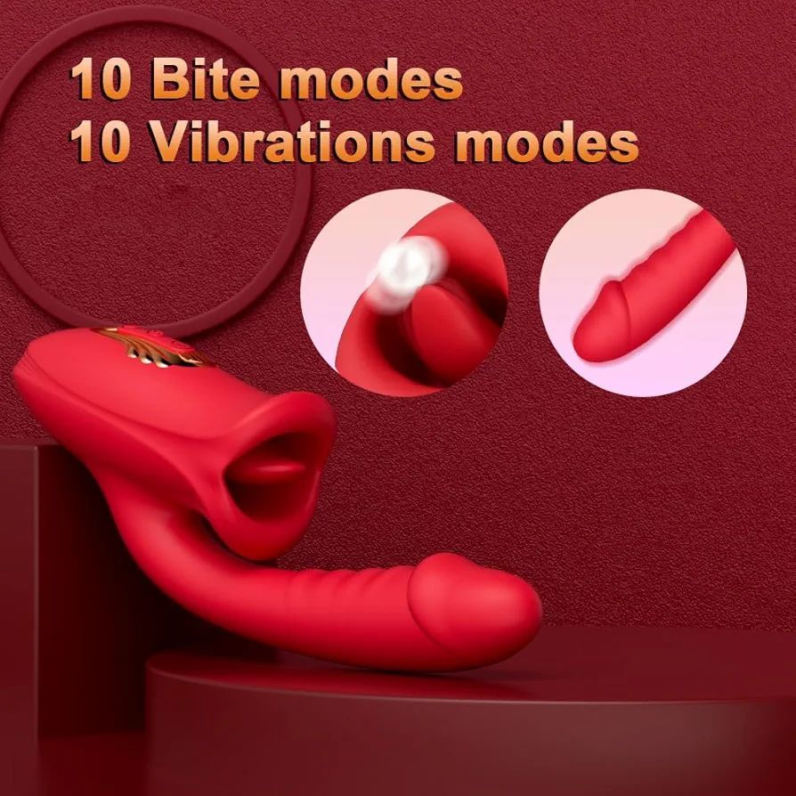 2 IN 1 G-spot Vibrator with Tongue rabbit Licking Sex Toy, 10 Frequency Clitoris Sucking Stimulator Dildo Oral Sex Licking Sex Toy for Women view 7