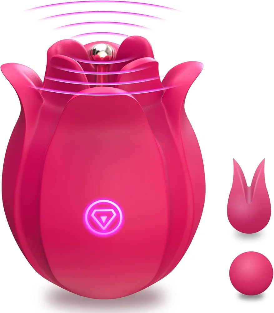 Rose Toy Clitoral Vibrator for Women - Flicos High-Frequency Nipple Vaginal Clitoris Stimulator with 10 Intense Vibration Modes, Rechargeable Silicone Massager Adult Sex Toys for Female