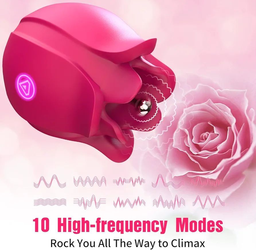 Rose Toy Clitoral Vibrator for Women - Flicos High-Frequency Nipple Vaginal Clitoris Stimulator with 10 Intense Vibration Modes, Rechargeable Silicone Massager Adult Sex Toys for Female - image 5