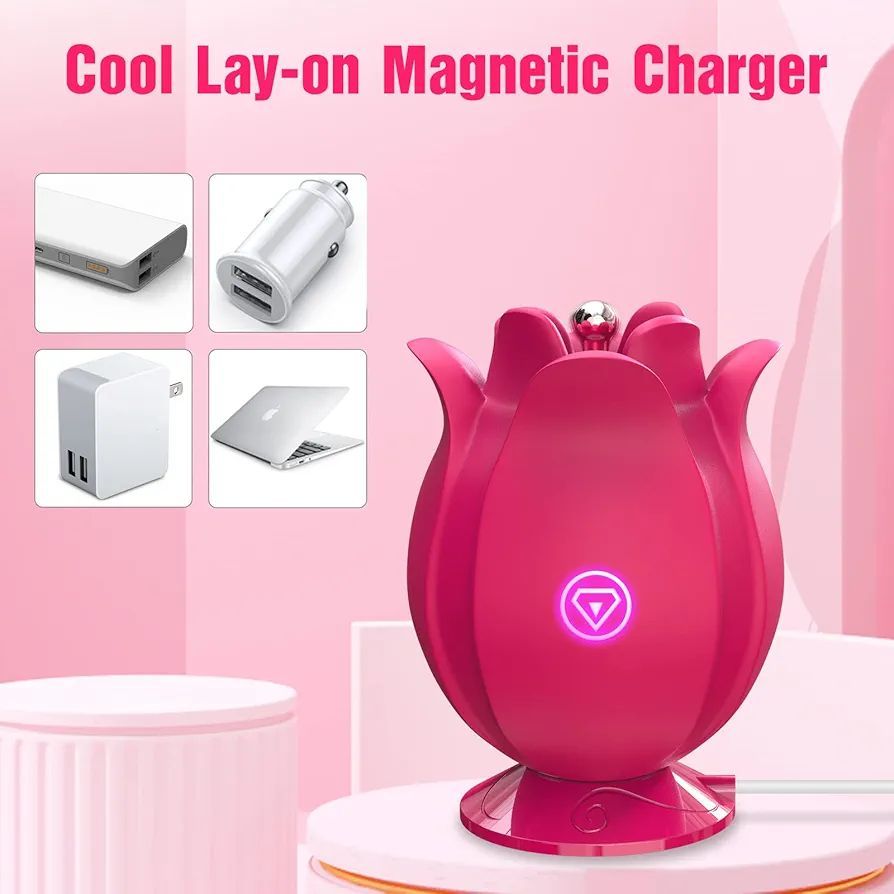 Rose Toy Clitoral Vibrator for Women - Flicos High-Frequency Nipple Vaginal Clitoris Stimulator with 10 Intense Vibration Modes, Rechargeable Silicone Massager Adult Sex Toys for Female - image 4