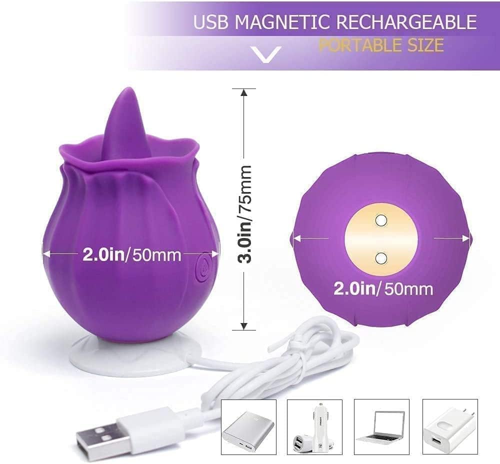 Rose licking Adult Tool Stimulator for Women, Quiet 10 Speed Adult Toys Waterproof Automatic Electric Adult Toys Machine Pleasure Rose licker sex toy vibrator for Women - purple - image 5
