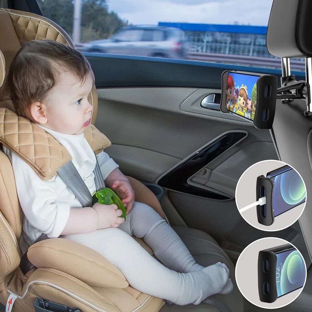 Car Headrest Backseat Mount,Phone/Tablet Car Mount, Adjustable Devices Holder for 4-11 inch Tabltes/Phones, Compatible for iPhone 13 12 11 Pro Max,Samsung Galaxy S22,S21, iPad Air,Samsung Tabs