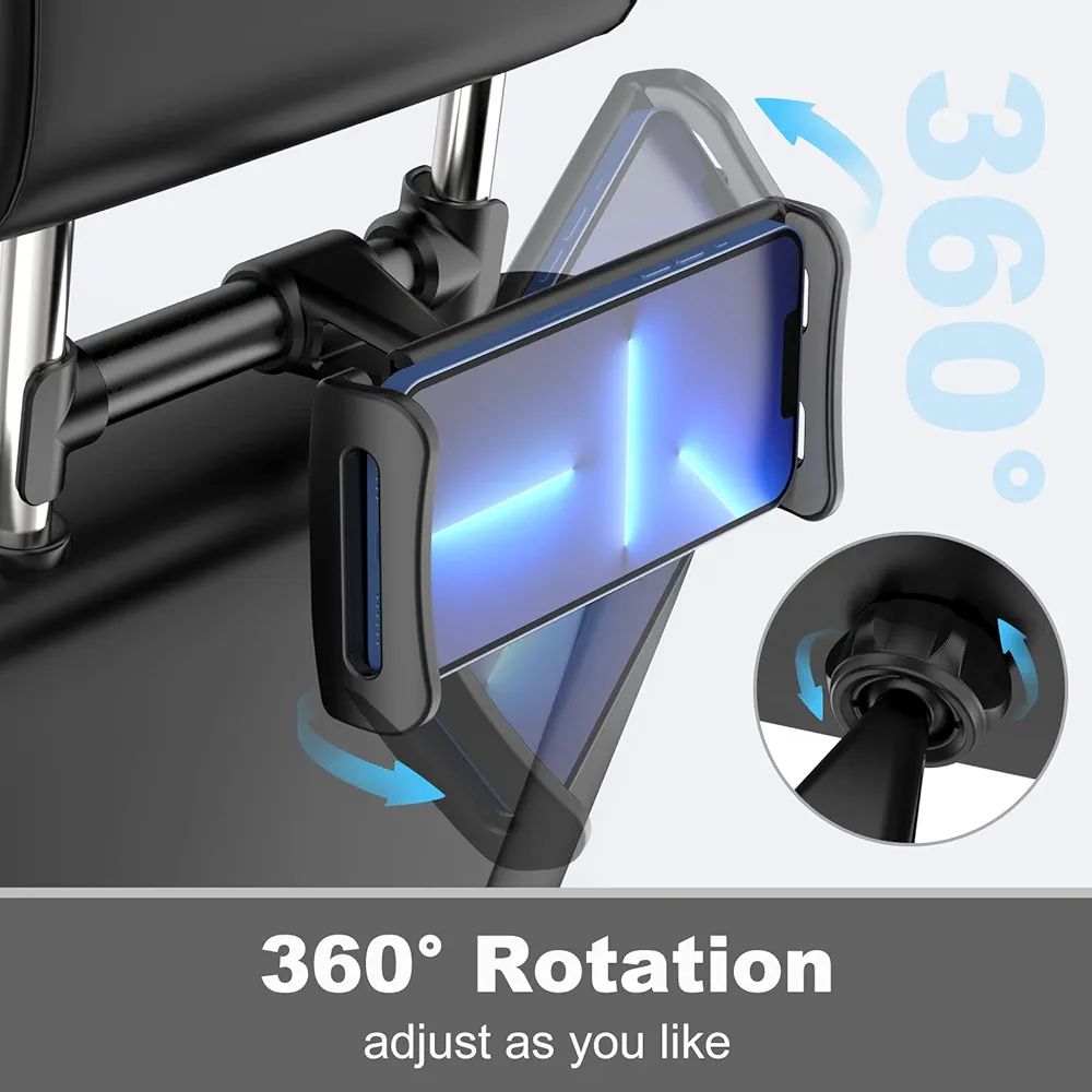 Car Headrest Backseat Mount,Phone/Tablet Car Mount, Adjustable Devices Holder for 4-11 inch Tabltes/Phones, Compatible for iPhone 13 12 11 Pro Max,Samsung Galaxy S22,S21, iPad Air,Samsung Tabs