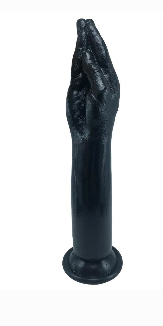 black PVC folded hand Simulation fist penis male and female massage orgasm masturbation with suction cup