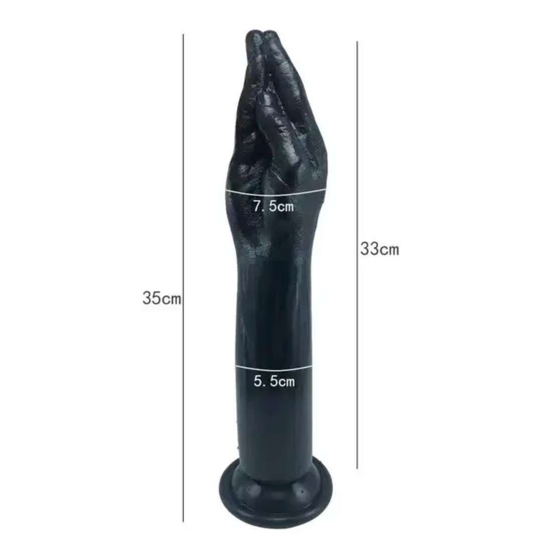 black PVC folded hand Simulation fist penis male and female massage orgasm masturbation with suction cup view 3